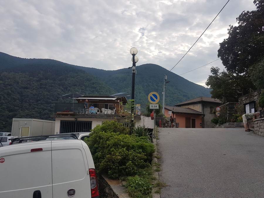Narrow street through a small village in the hills above Cannobio