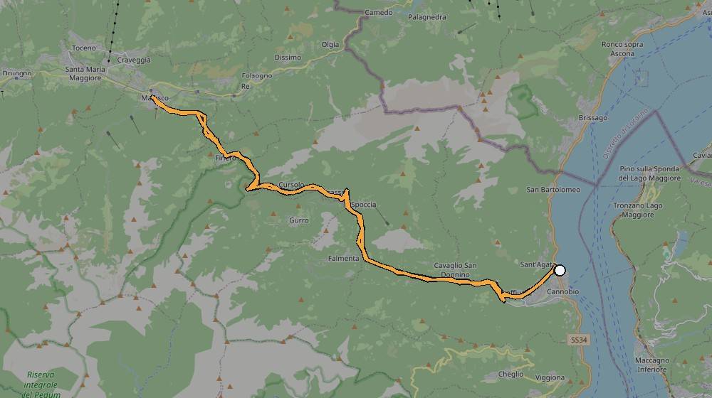 Real GPS route map of this ride from Cannobio
