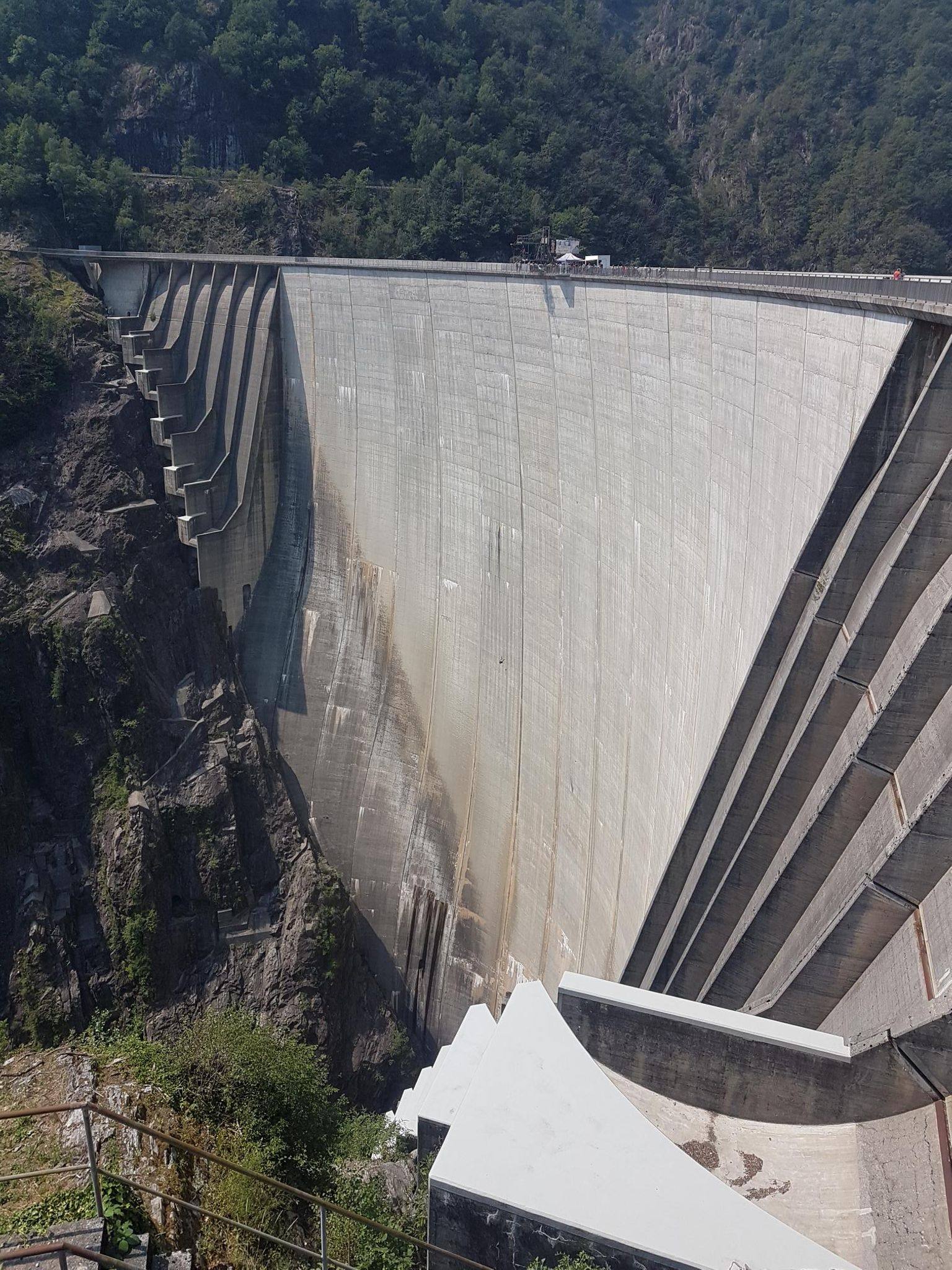 The Verzasca Dam wall seen from below, Val Verzasca, Ticino, Switzerland